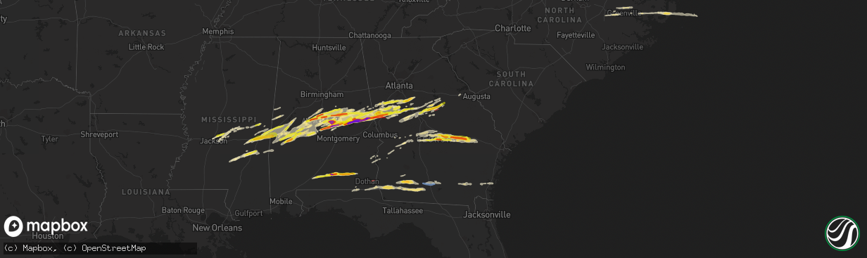 Hail map in Georgia on March 25, 2023