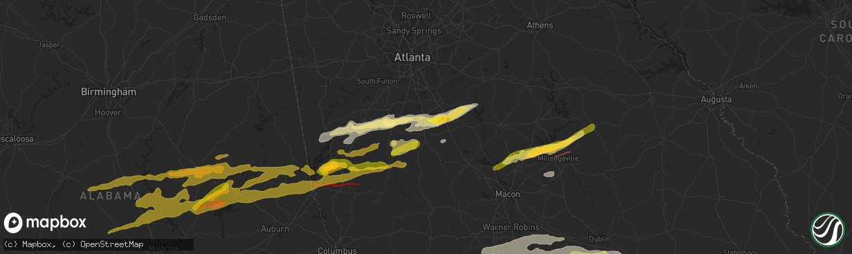 Hail map in Griffin, GA on March 25, 2023