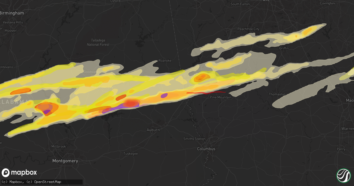 Hail map in Lanett, AL on March 25, 2023