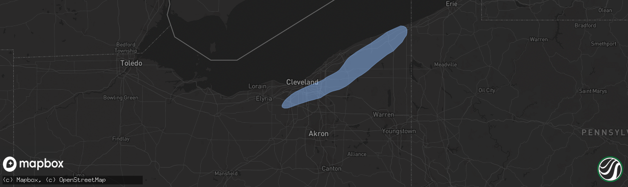 Hail map in Maple Heights, OH on March 25, 2023