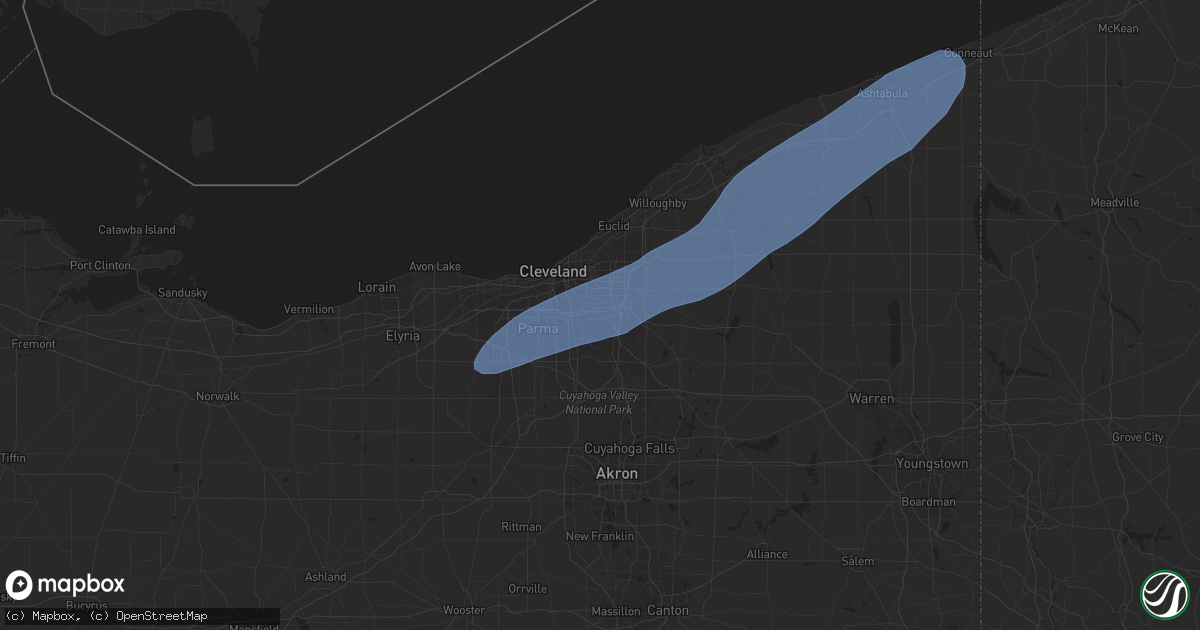 Hail map in Maple Heights, OH on March 25, 2023