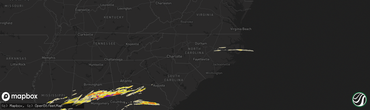 Hail map in North Carolina on March 25, 2023