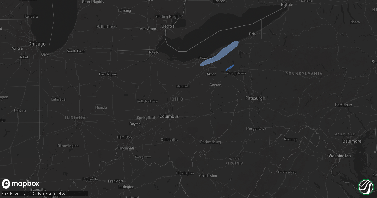 Hail map in Ohio on March 25, 2023