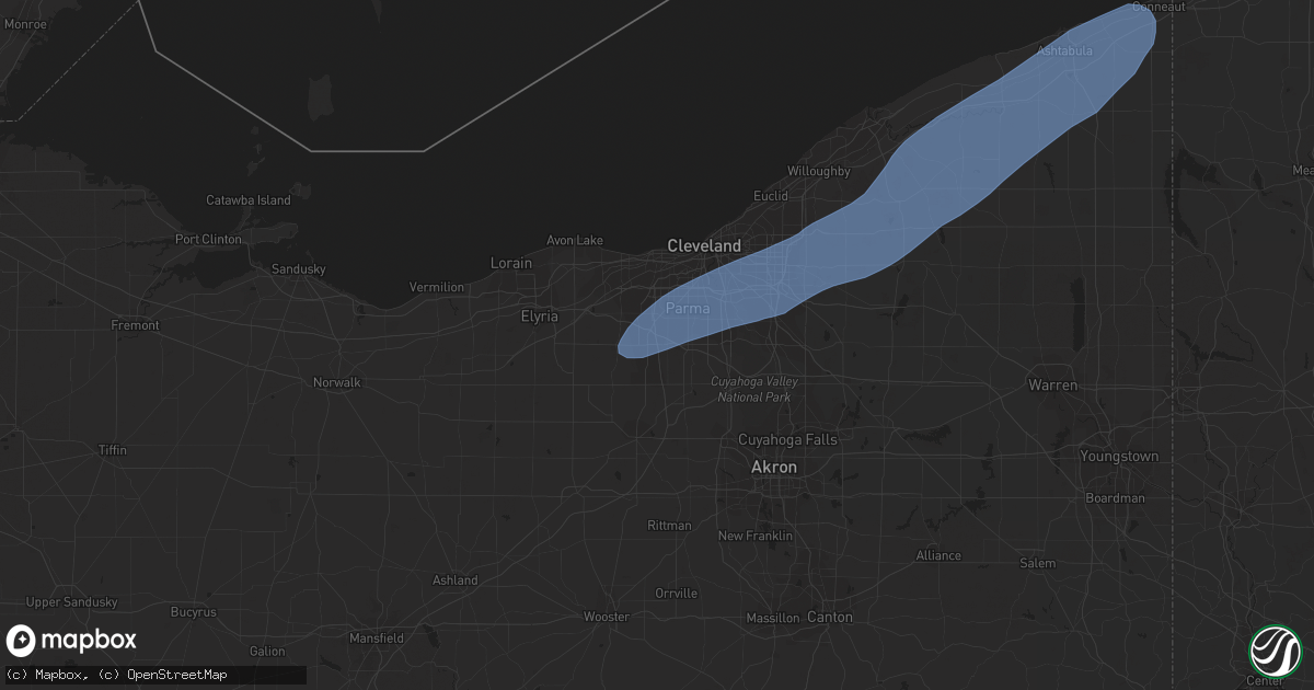 Hail map in Strongsville, OH on March 25, 2023