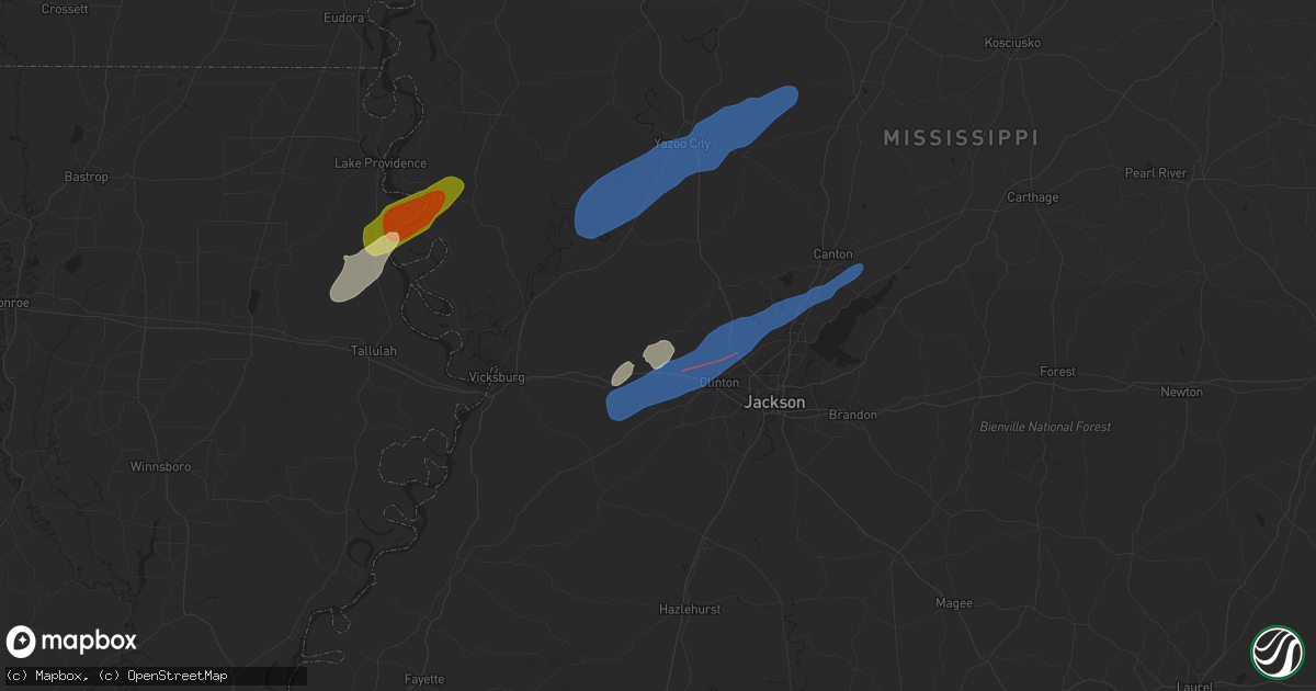 Hail map in Bolton, MS on March 25, 2024