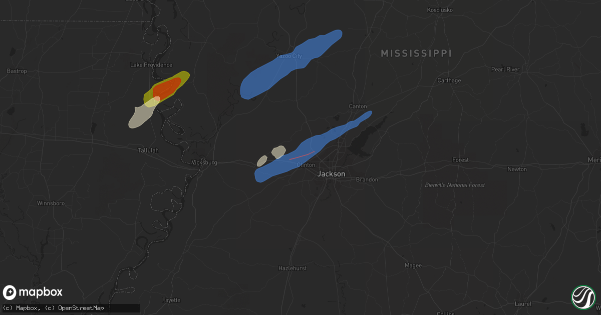 Hail map in Clinton, MS on March 25, 2024