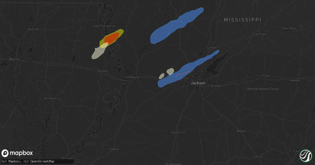 Hail map in Edwards, MS on March 25, 2024