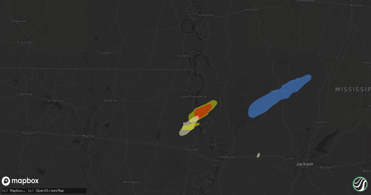 Hail map in Lake Providence, LA on March 25, 2024