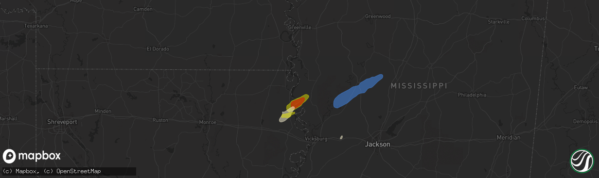 Hail map in Mayersville, MS on March 25, 2024