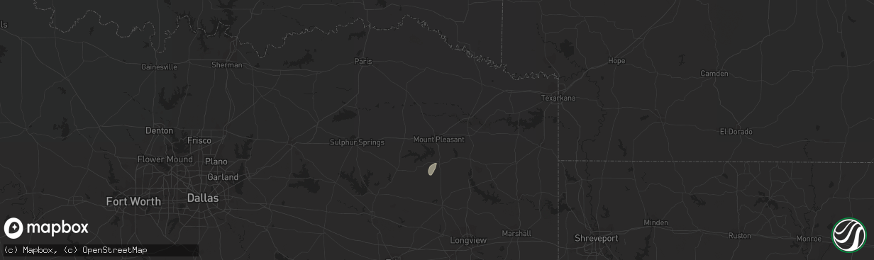 Hail map in Mount Pleasant, TX on March 25, 2024