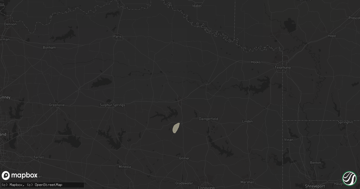 Hail map in Mount Pleasant, TX on March 25, 2024
