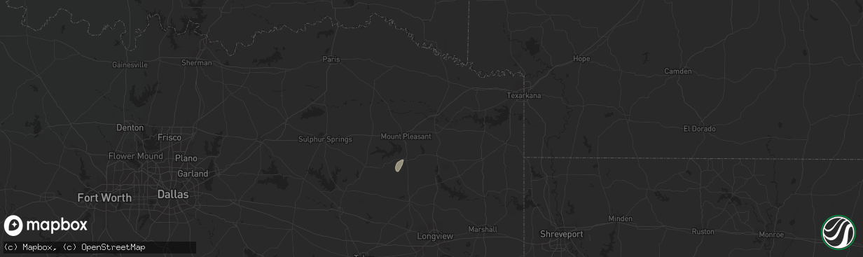 Hail map in Omaha, TX on March 25, 2024