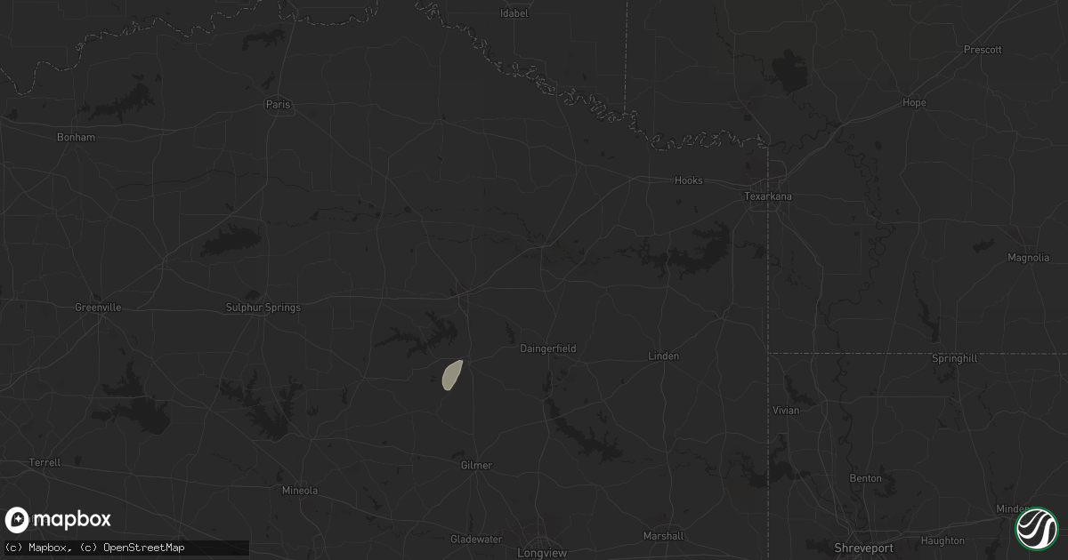 Hail map in Omaha, TX on March 25, 2024