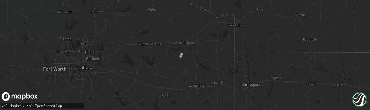 Hail map in Pittsburg, TX on March 25, 2024