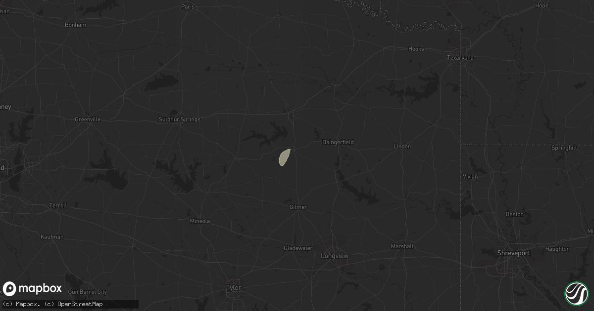 Hail map in Pittsburg, TX on March 25, 2024