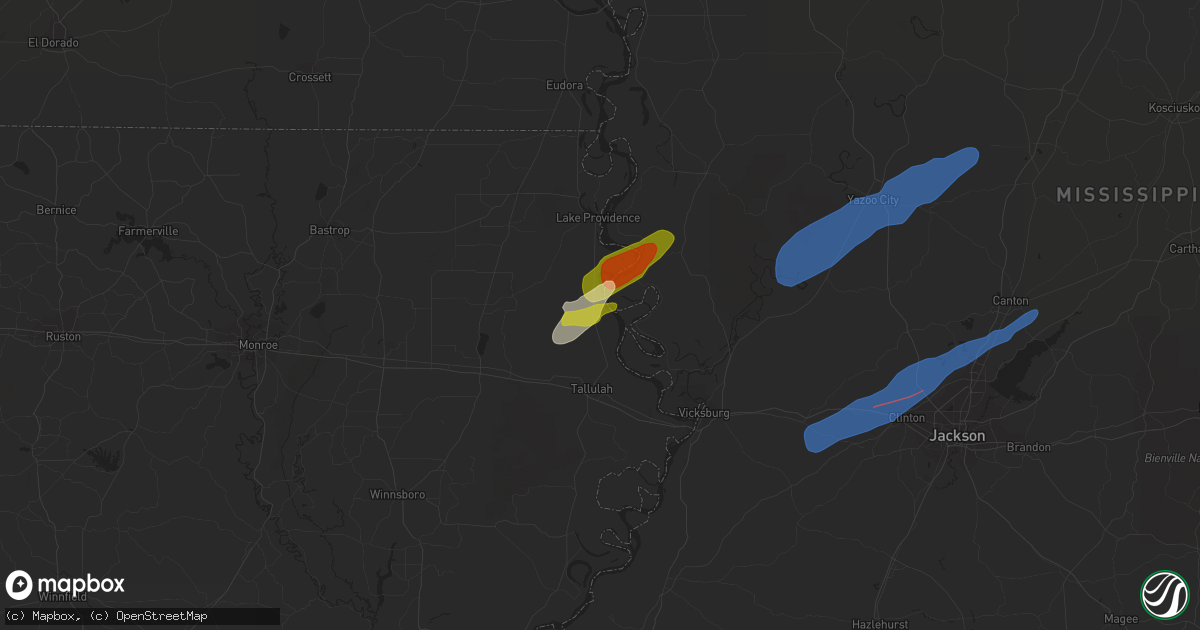 Hail map in Sondheimer, LA on March 25, 2024