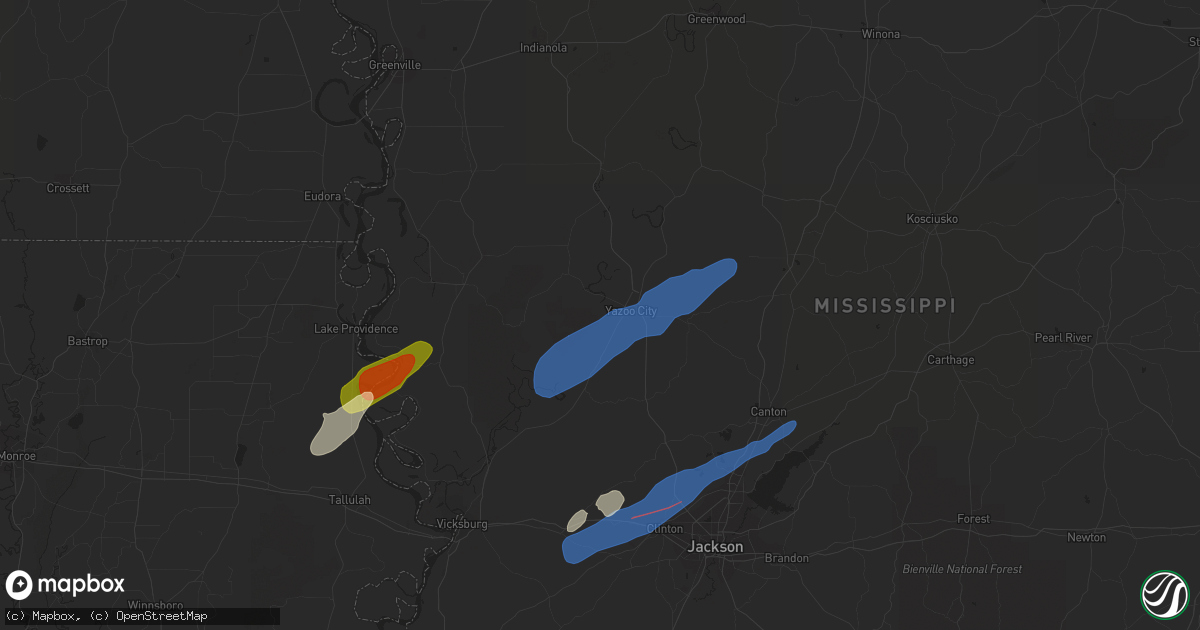 Hail map in Yazoo City, MS on March 25, 2024