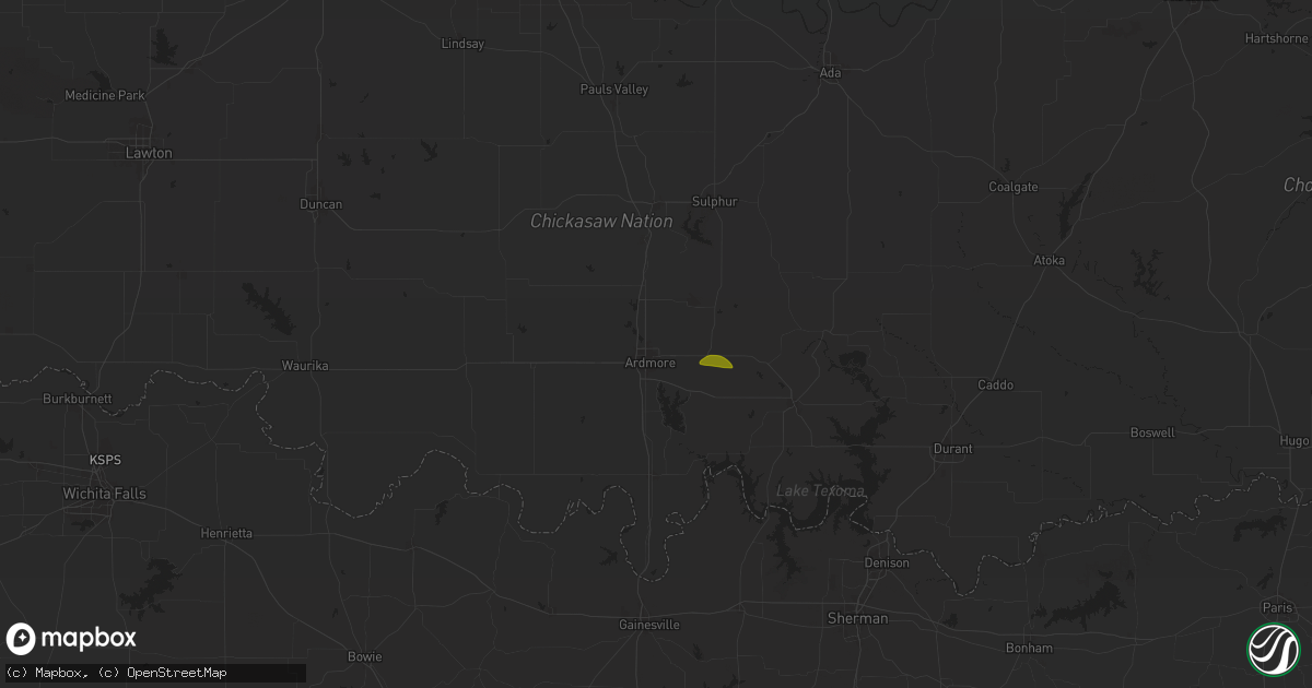 Hail map in Ardmore, OK on March 25, 2025