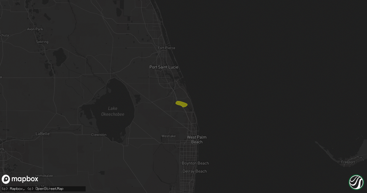 Hail map in Hobe Sound, FL on March 25, 2025