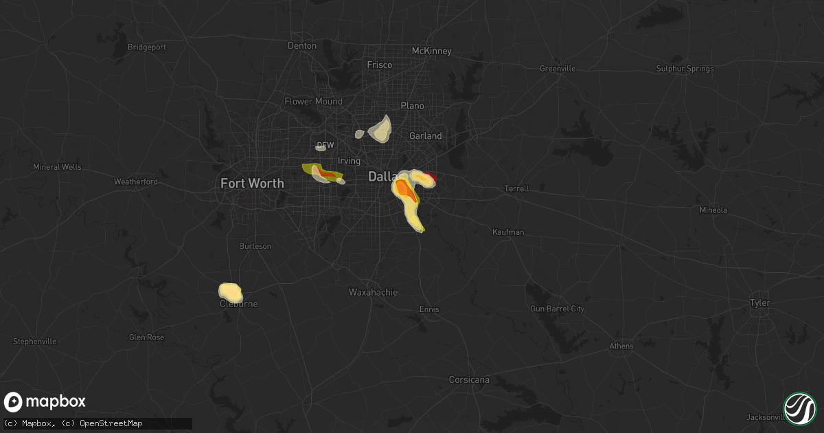 Hail map in Hutchins, TX on March 25, 2025
