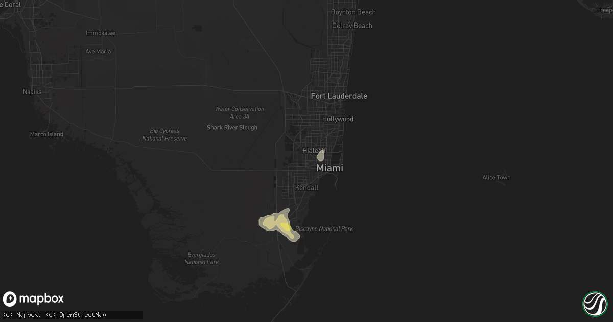 Hail map in Miami, FL on March 25, 2025