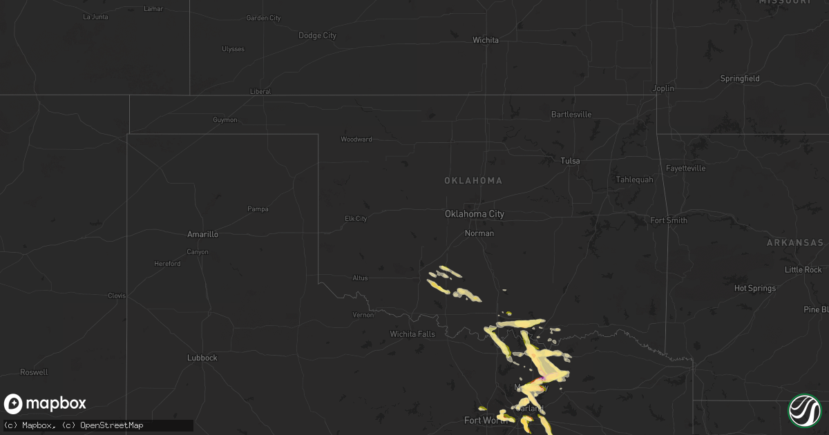 Hail map in Oklahoma on March 25, 2025