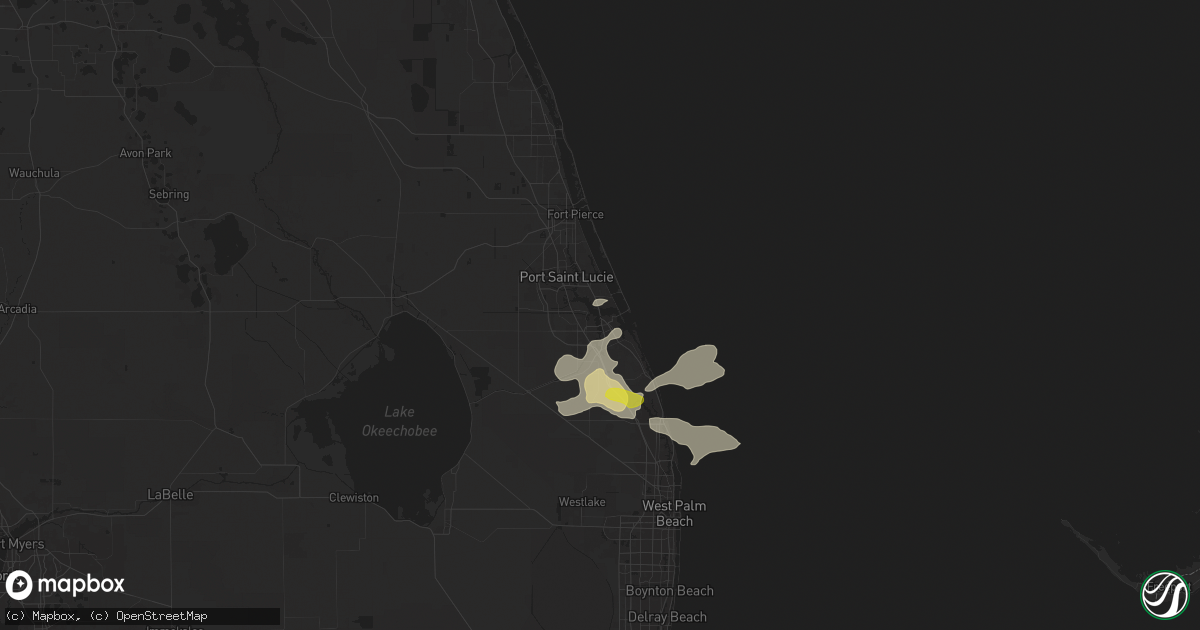 Hail map in Stuart, FL on March 25, 2025