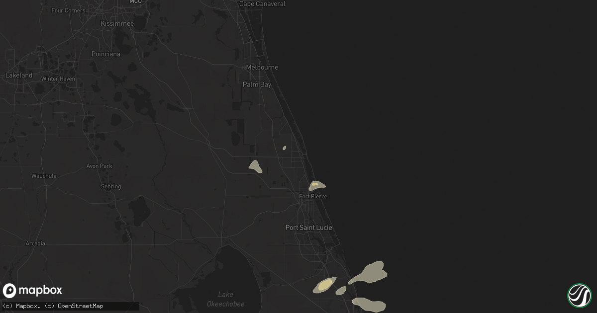 Hail map in Vero Beach, FL on March 25, 2025
