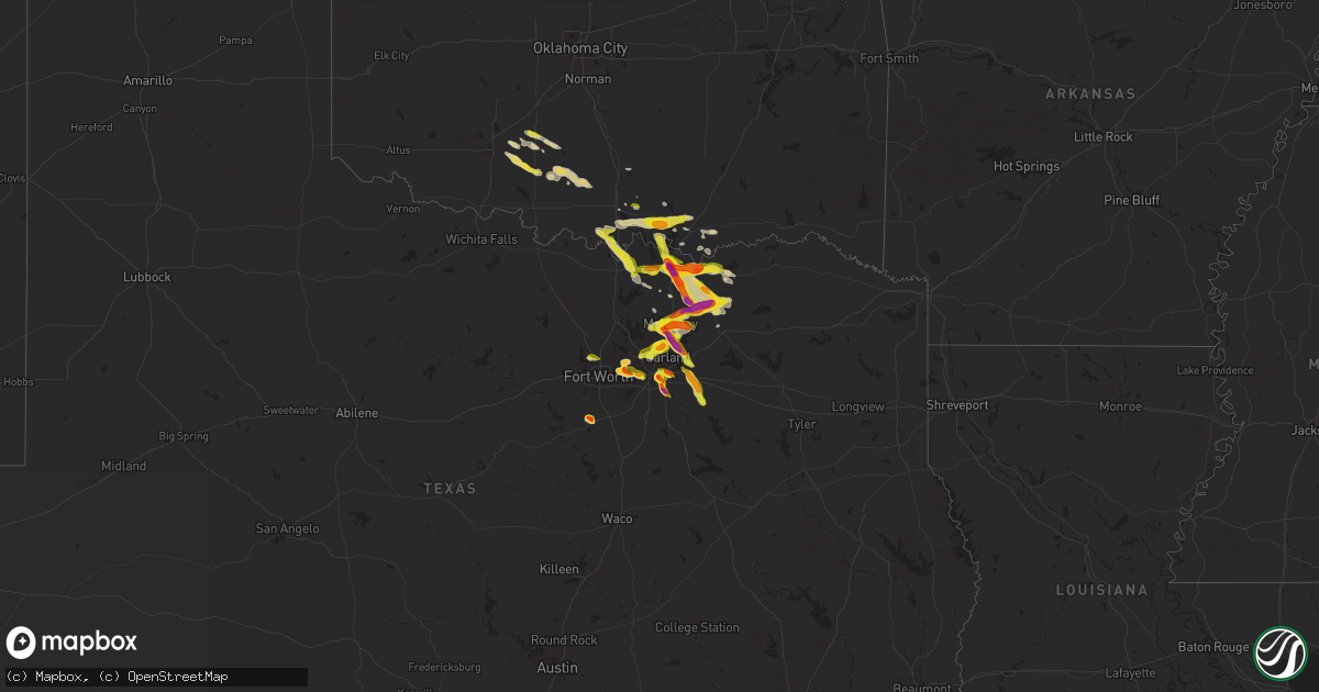 Hail map on March 25, 2025