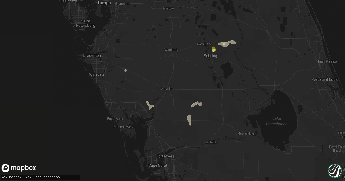 Hail map in Arcadia, FL on March 25, 2026