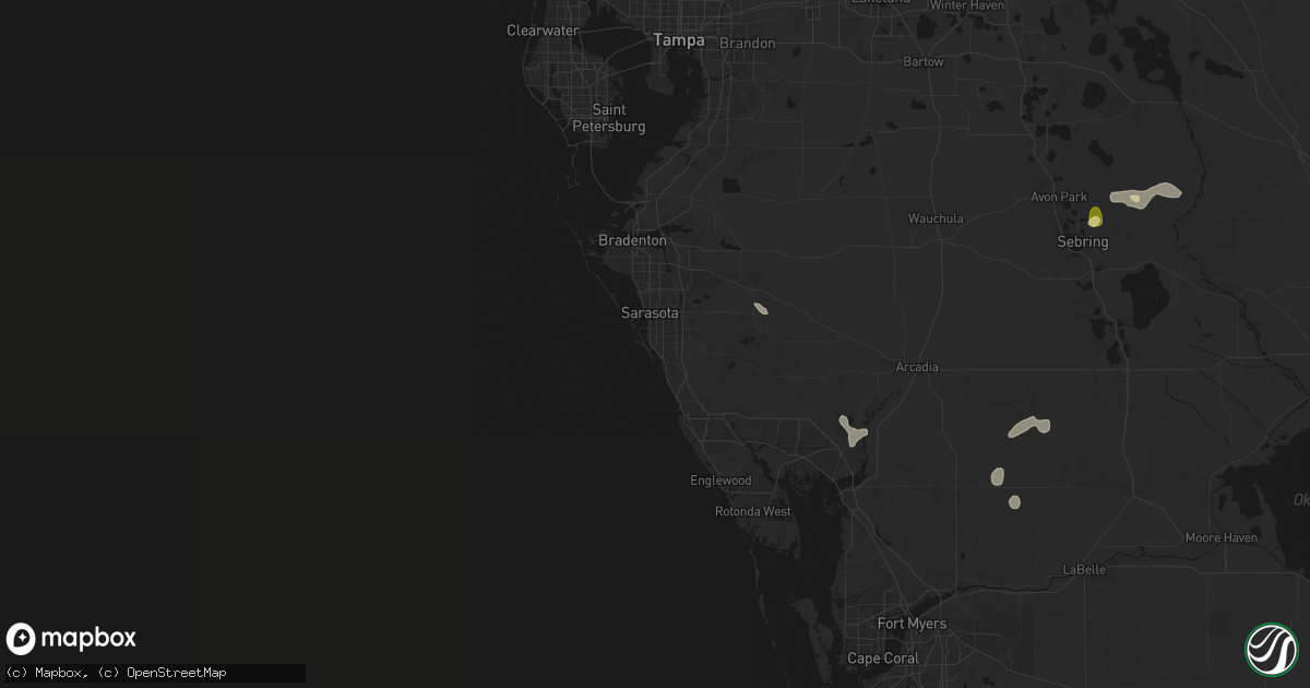 Hail map in Sarasota, FL on March 25, 2026