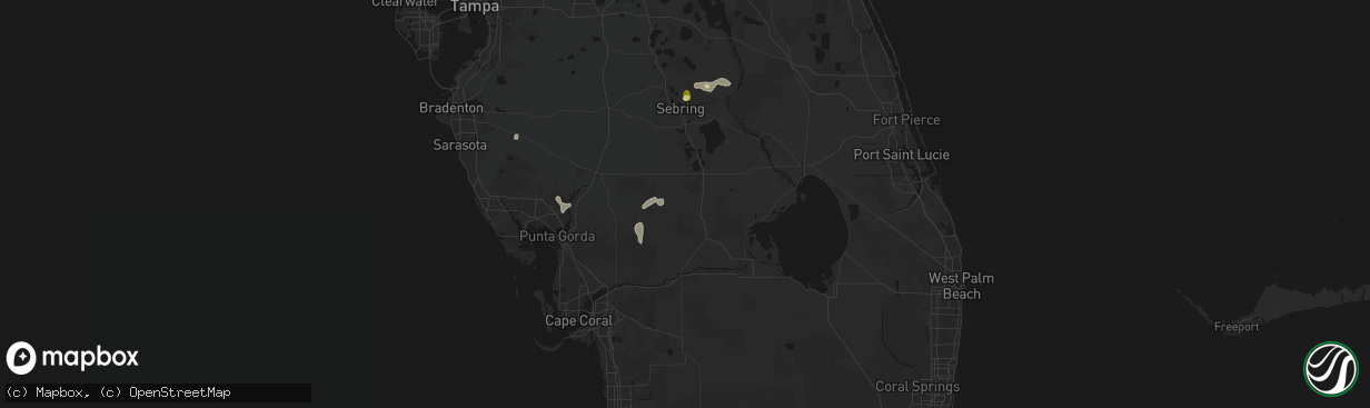 Hail map in Venus, FL on March 25, 2026