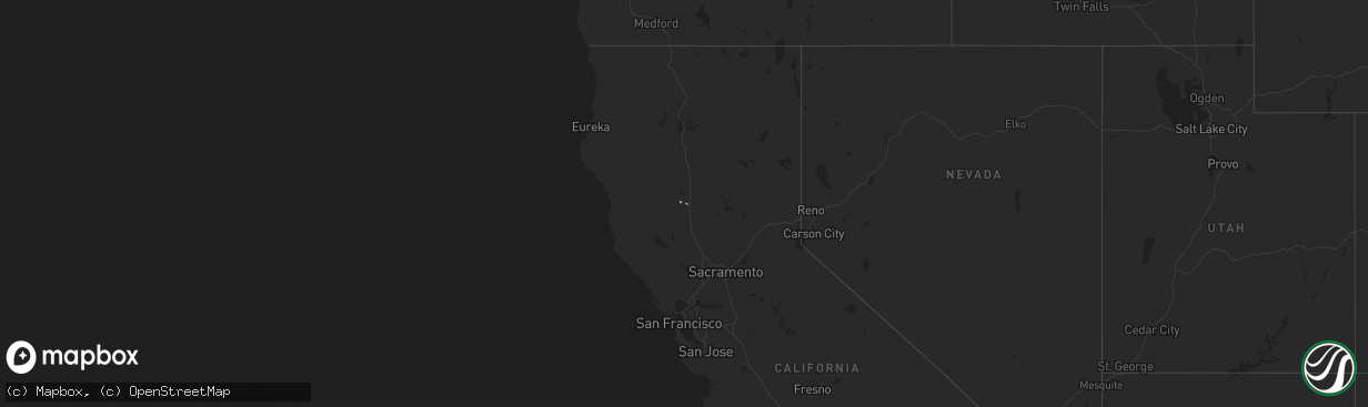 Hail map in California on March 26, 2014