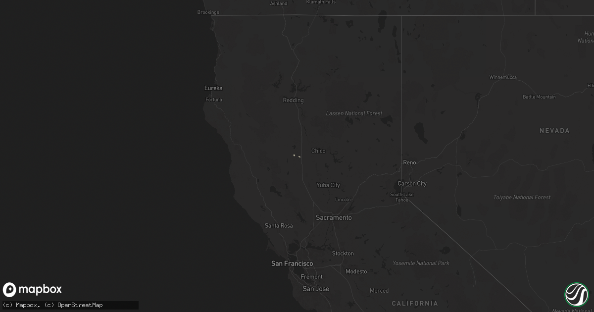 Hail map in California on March 26, 2014