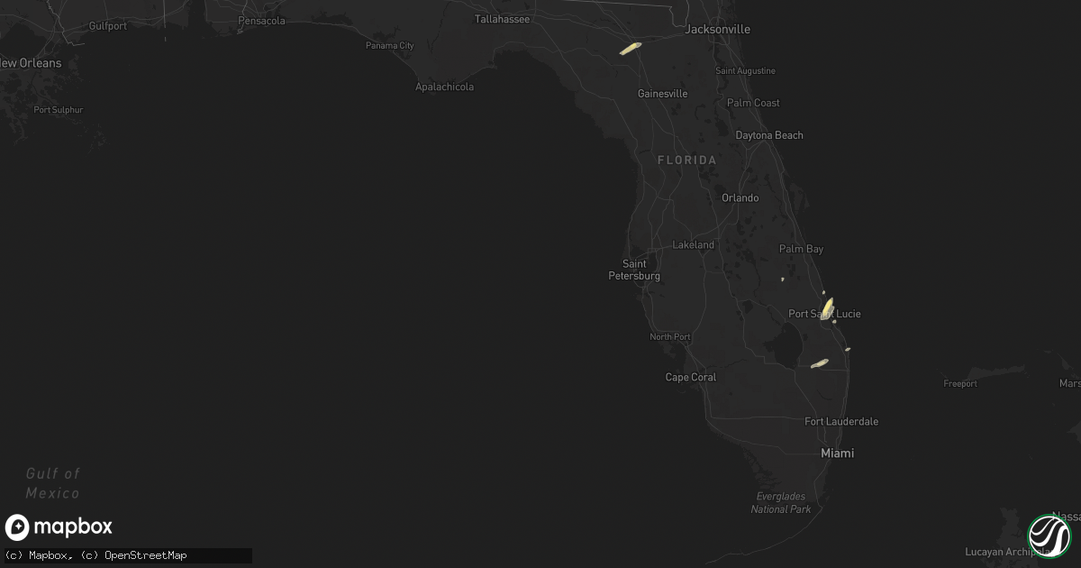 Hail map in Florida on March 26, 2015