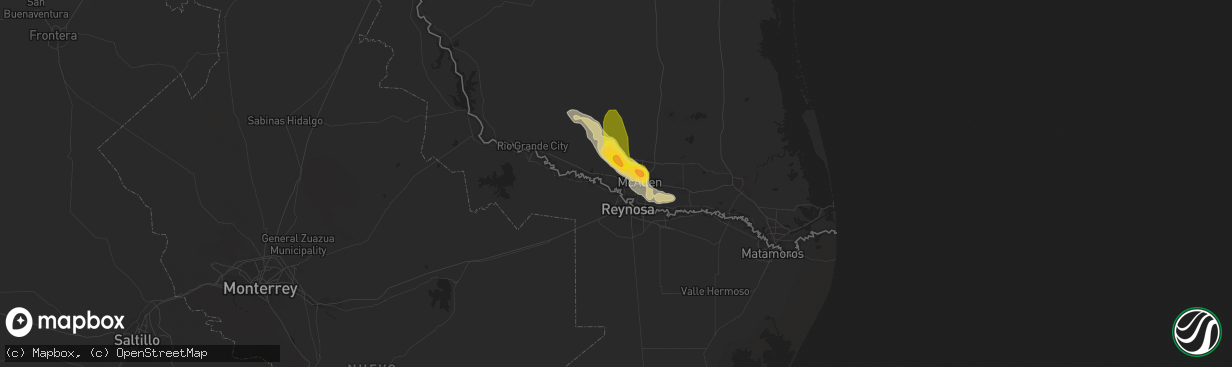 Hail map in Mission, TX on March 26, 2015
