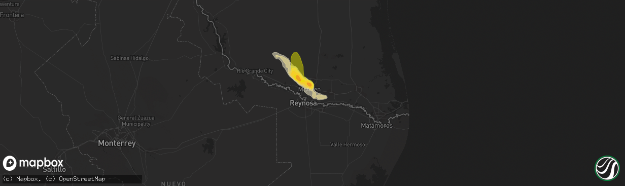 Hail map in Pharr, TX on March 26, 2015