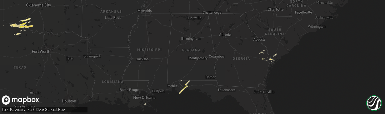 Hail map in Alabama on March 26, 2016