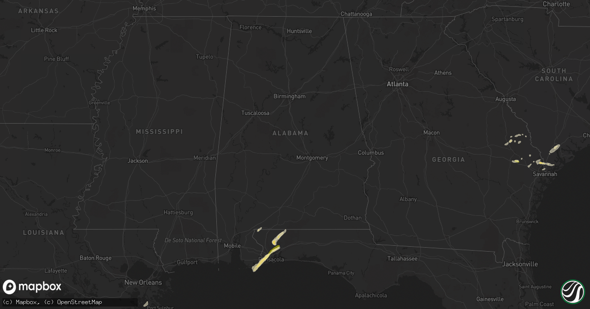 Hail map in Alabama on March 26, 2016
