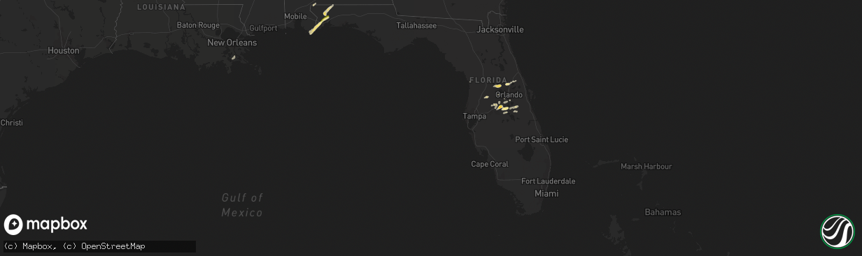 Hail map in Florida on March 26, 2016