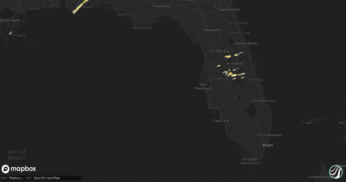Hail map in Florida on March 26, 2016