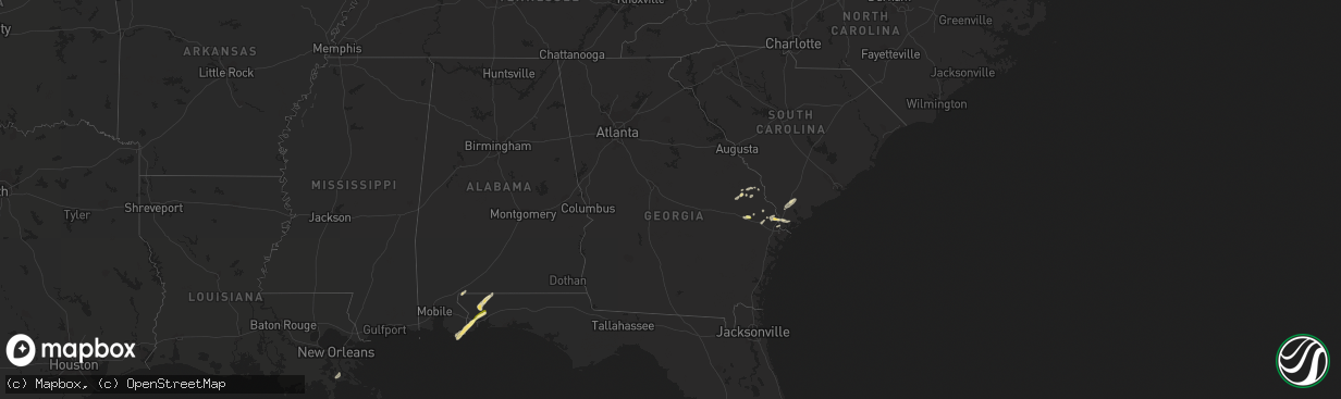 Hail map in Georgia on March 26, 2016