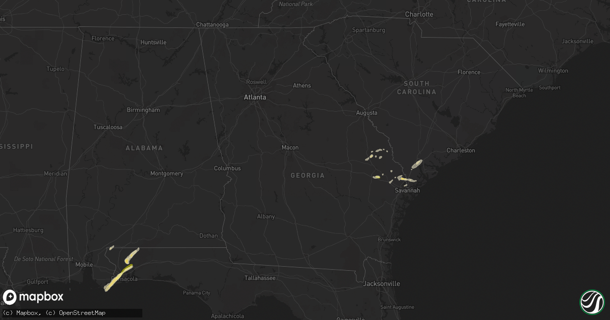 Hail map in Georgia on March 26, 2016