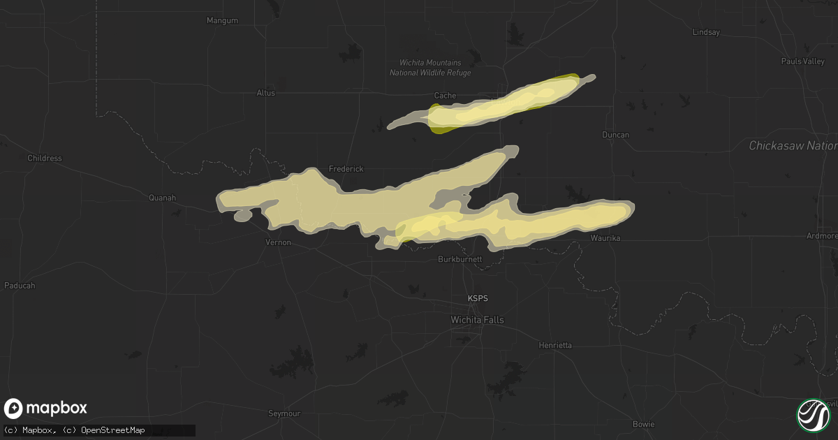 Hail map in Grandfield, OK on March 26, 2016