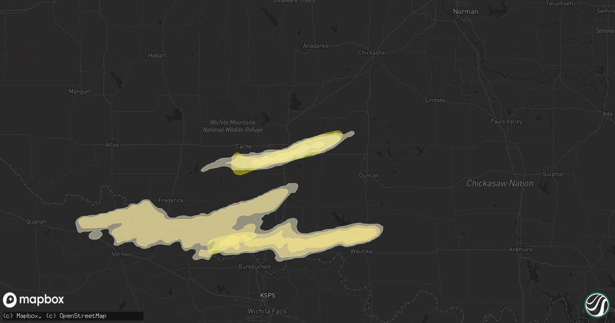 Hail map in Lawton, OK on March 26, 2016