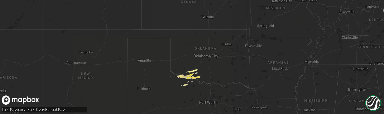Hail map in Oklahoma on March 26, 2016