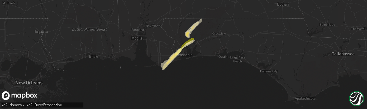 Hail map in Pensacola, FL on March 26, 2016