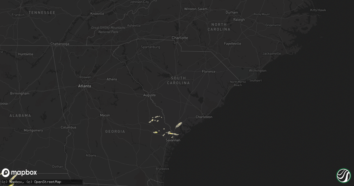 Hail map in South Carolina on March 26, 2016