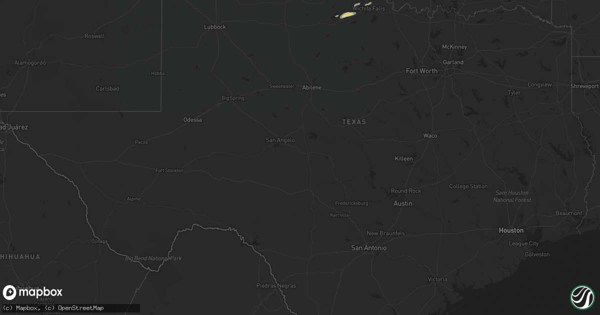 Hail map in Texas on March 26, 2016