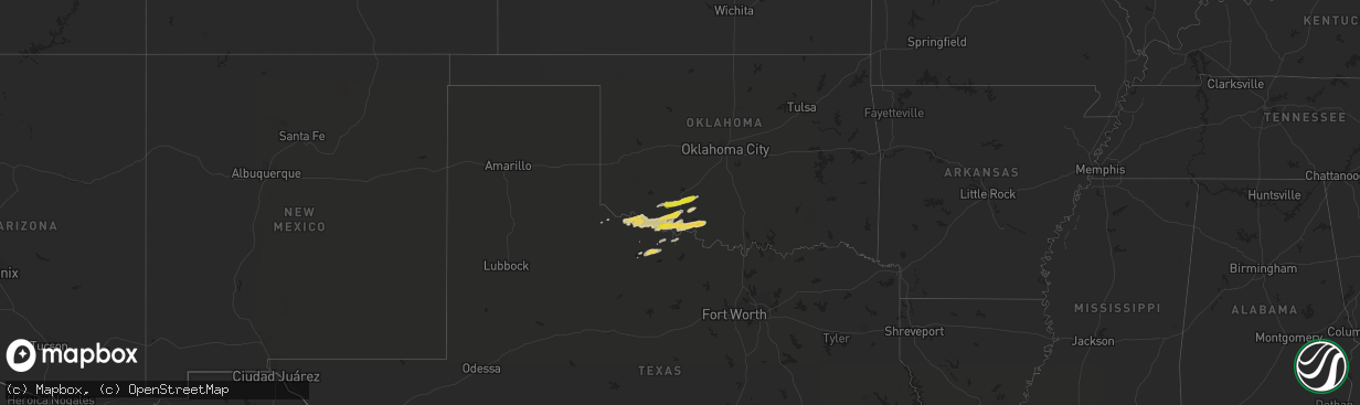 Hail map on March 26, 2016